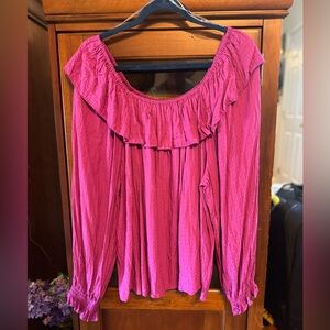NWOT Absolutely Gorgeous Dark Pink Knox Rose Off the Shoulder Top size XXL